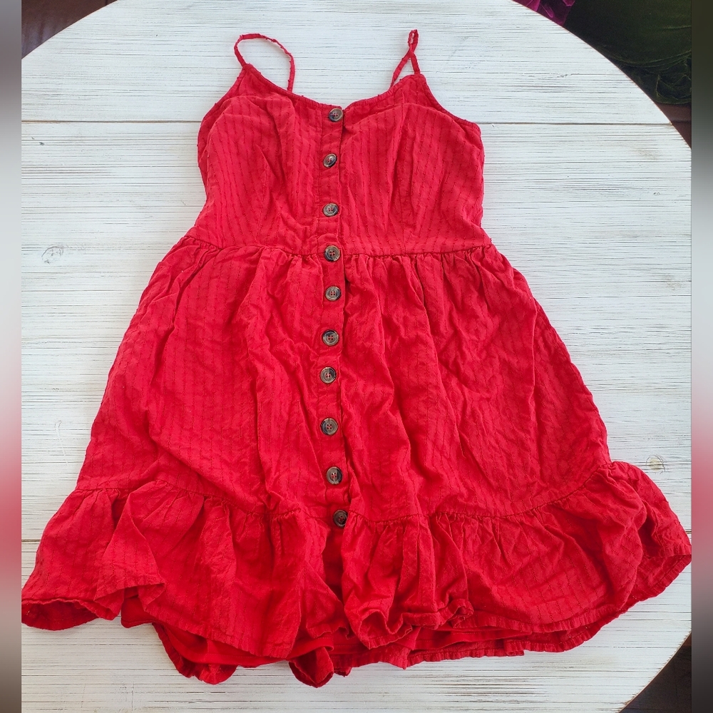 Red babydoll dress with ruffles and buttons Japna LG